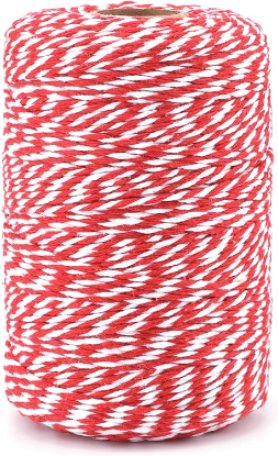 Image de FICELLE COTON BLANC ET ROUGE 200GR