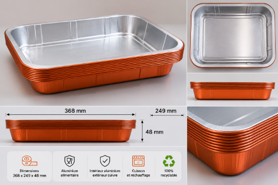 Image de RAVIER ALU CUIVRE 3405ml 368x249x48mm (100pcs)