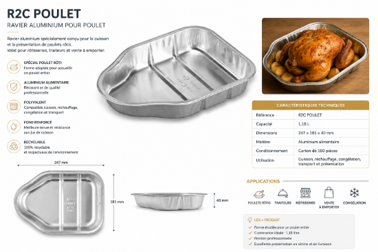Image de RAVIER ALU POULET 247x181x40mm (210pcs)